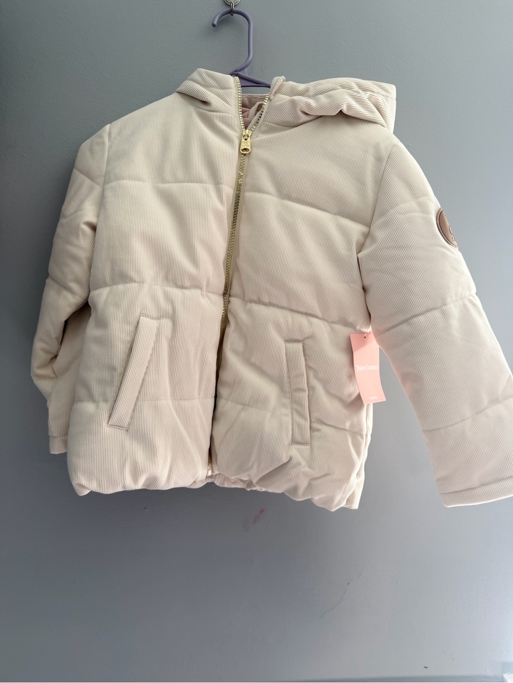 Juicy Couture Cream Hooded Kids Puffer Jacket